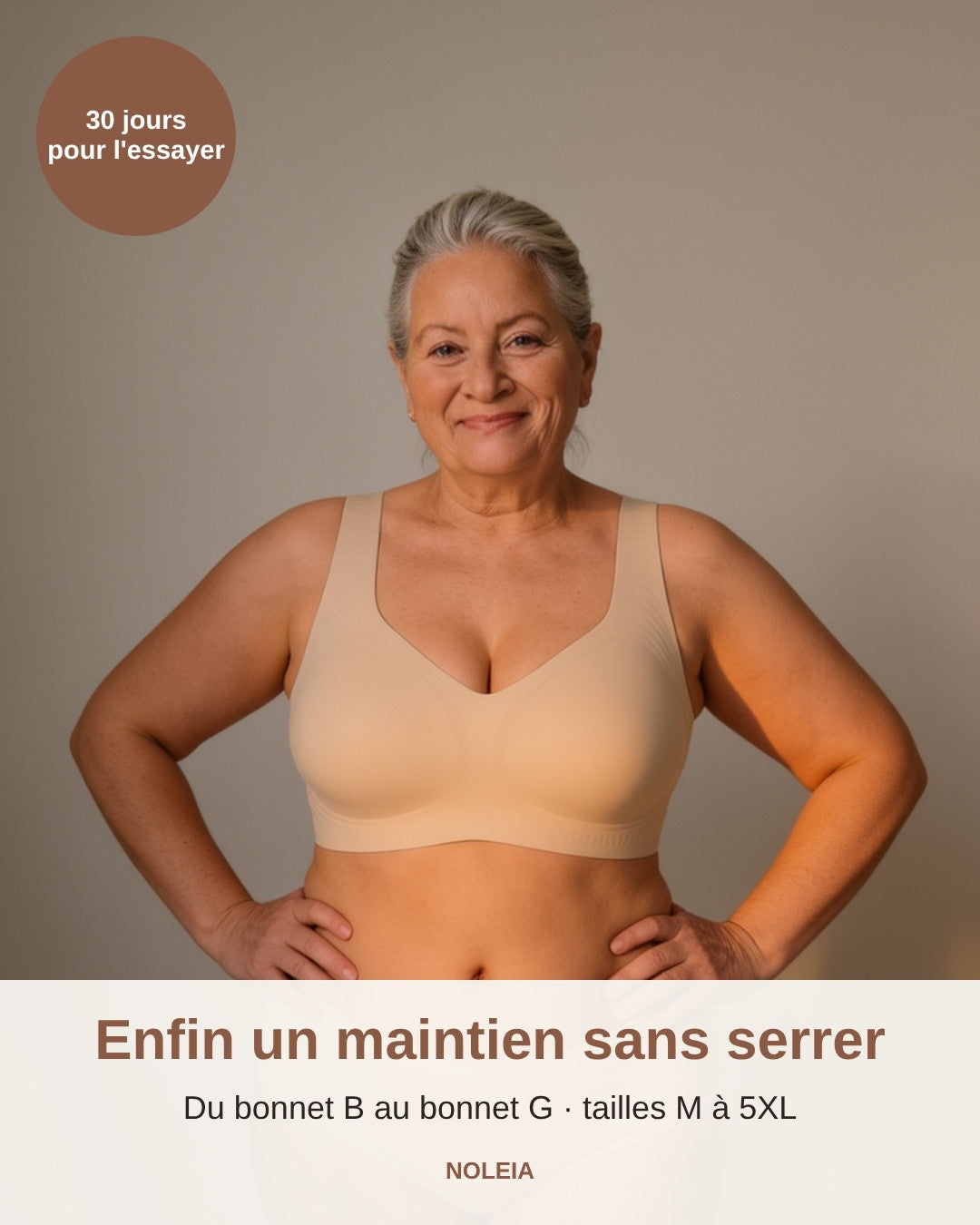 Brassière Sans Armature Femme 50 Ans NuaGel™ — Maintien Toute la Journée — M à 5XL